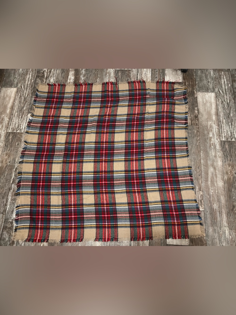 Plaid shawl- Red and Cream